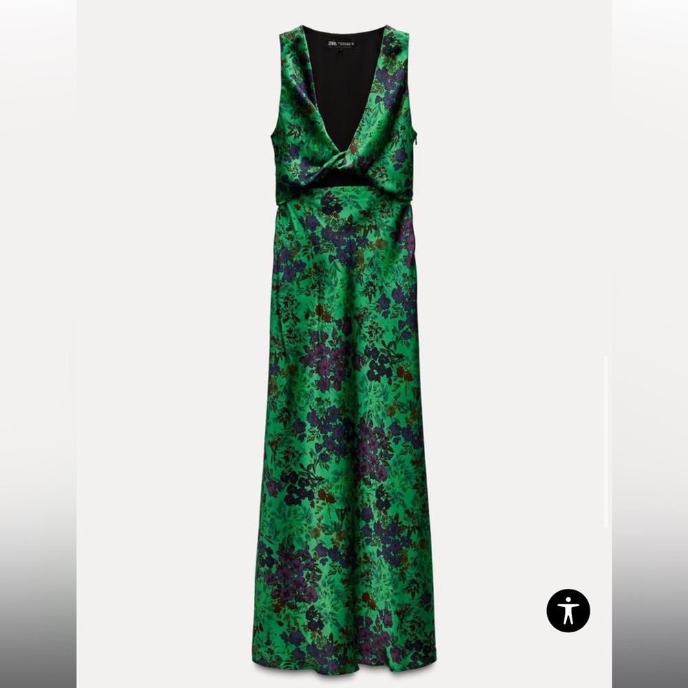 Floral print satin dress size small Zara